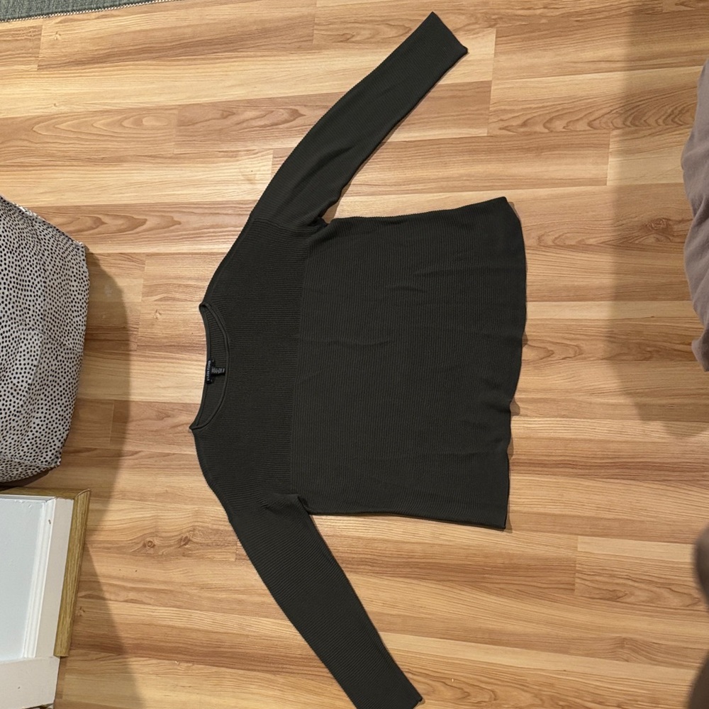 Eileen Fisher Olive Grey Knit Top